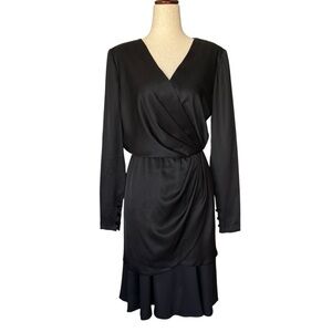 Vintage 80s Bill Blass Black Dress Draped Classic Couture sz 6/8 Bergdorf